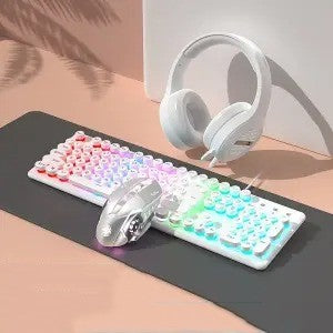 Pink Mechanical Wired Keyboard And Mouse Set For Gaming