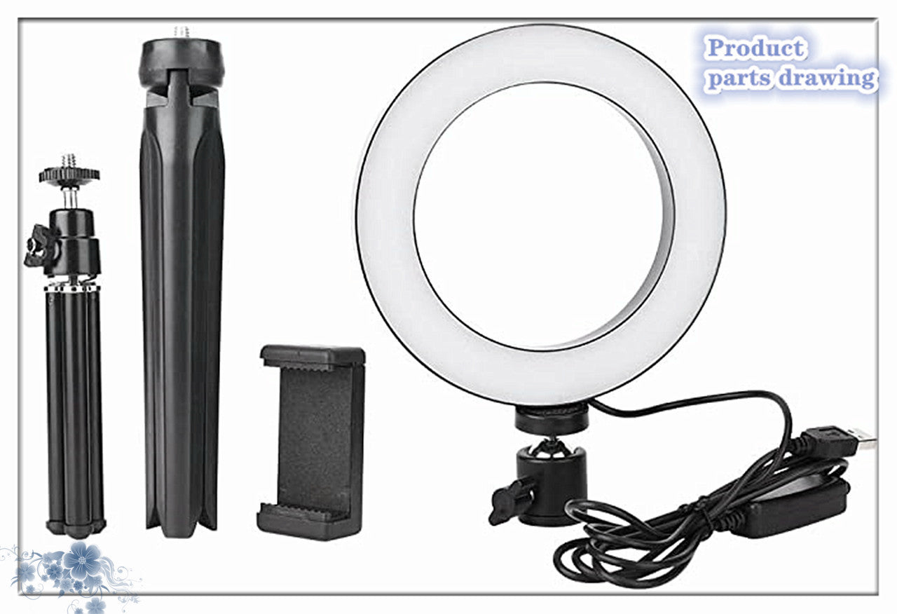 Apple Compatible 360° Rotatable Desktop Tripod Ring Light