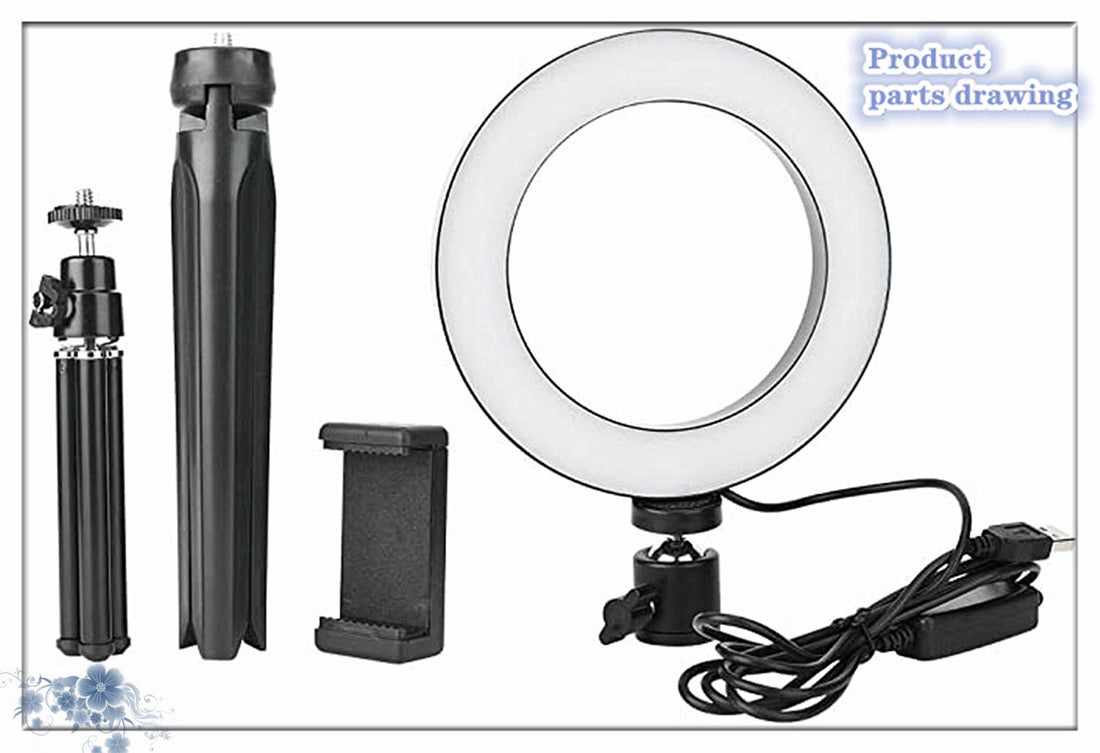 Apple Compatible 360° Rotatable Desktop Tripod Ring Light