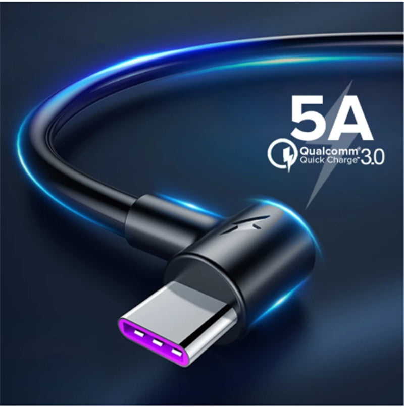 5A Fast Charging Elbow Data Cable For Mobile Phone