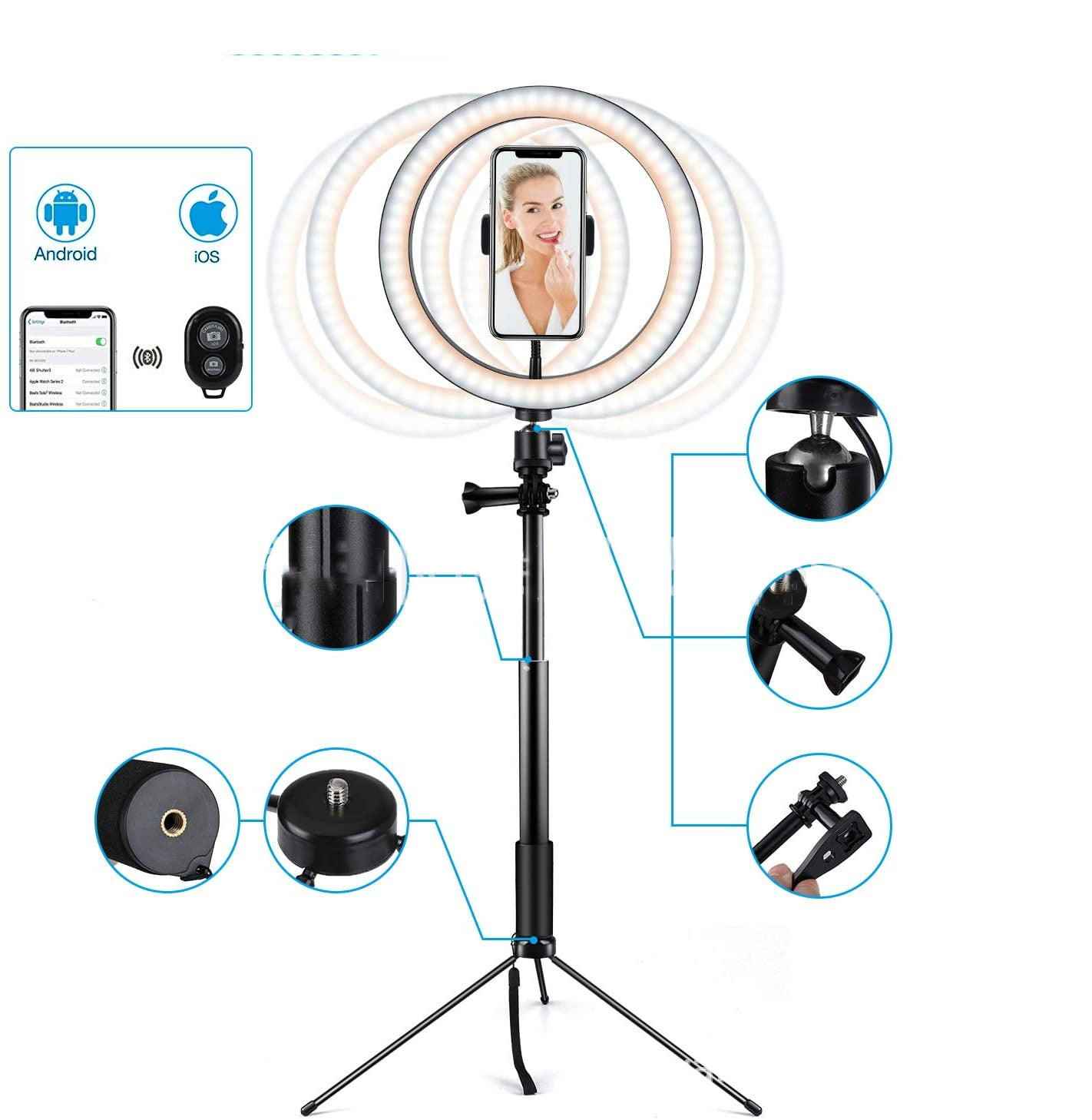 Apple Compatible 10 LED Ring Light Tripod For Selfie And Studio Video