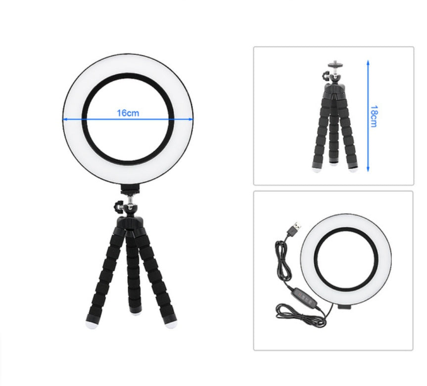 Apple Compatible 6 Inch LED Ring Light With Octopus Tripod