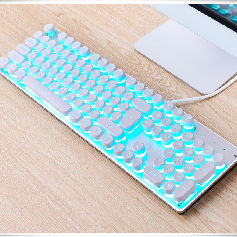 Retro Punk Luminous Wired Gaming Keyboard For Desktop Computer