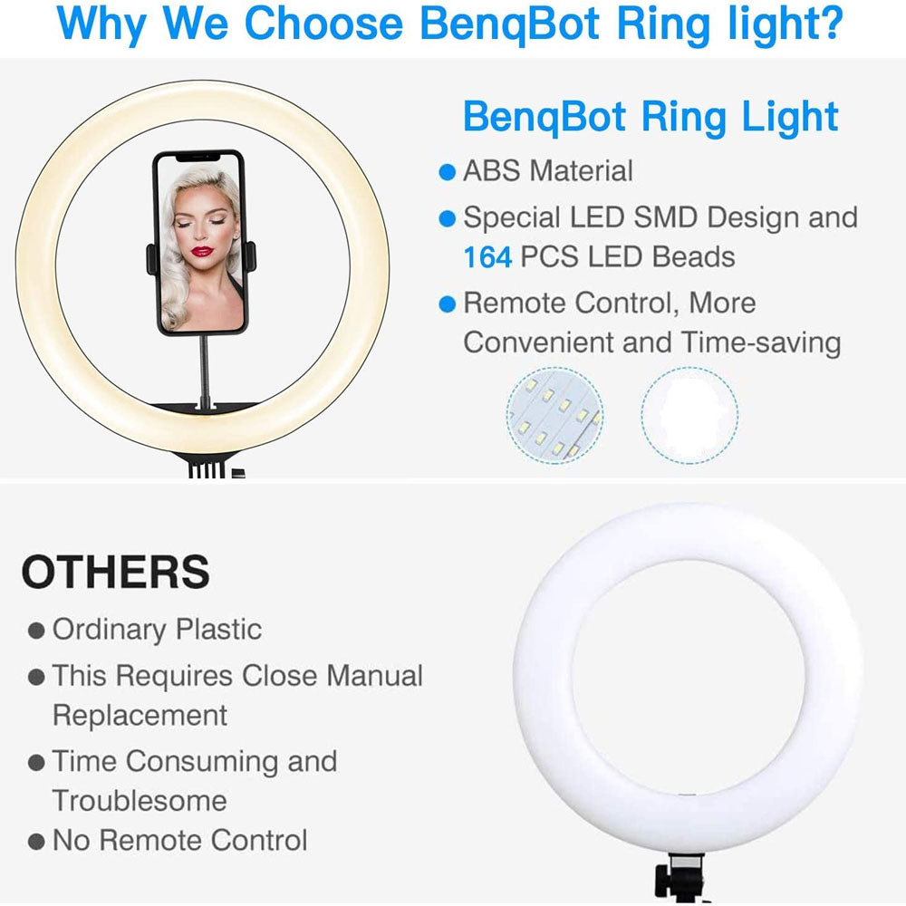 Apple Compatible Dimmable LED Selfie Ring Light With Tripod