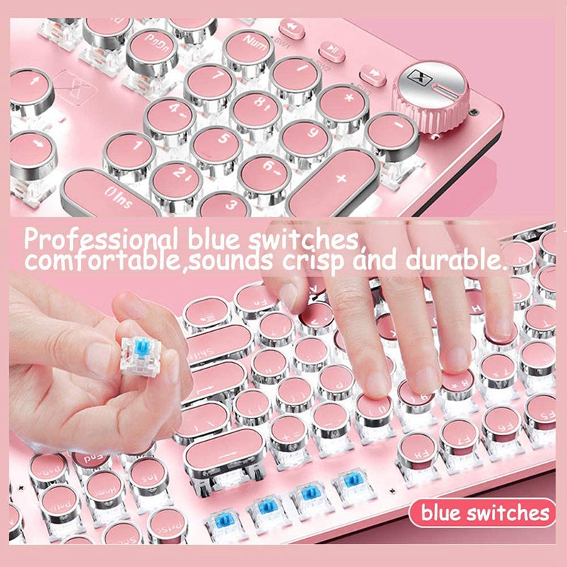 Mechanical Keyboard And Mouse Set Wired Round Key