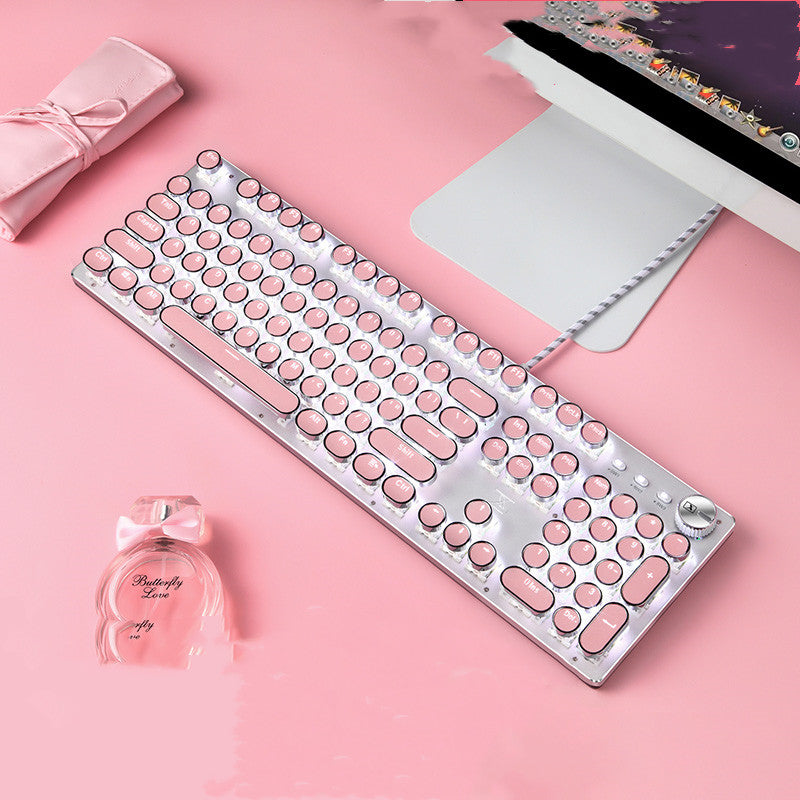 Mechanical Keyboard And Mouse Set Wired Round Key