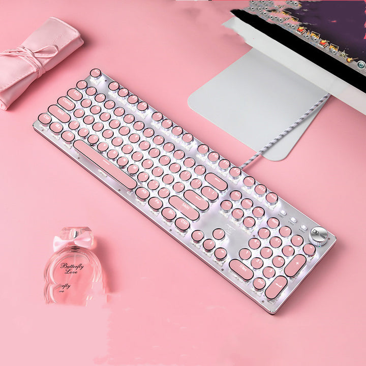 Mechanical Keyboard And Mouse Set Wired Round Key