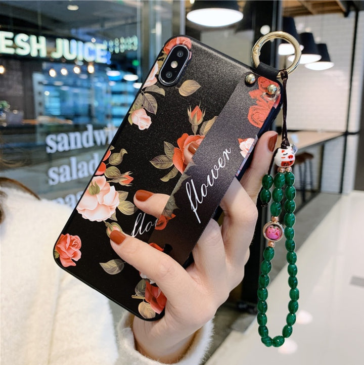 iPhone Rose Flower Wrist Strap Case