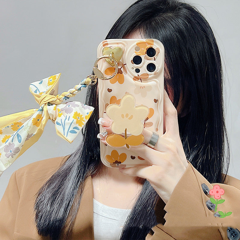 Autumn Leaves Floral Bow Silk Scarf Phone Case