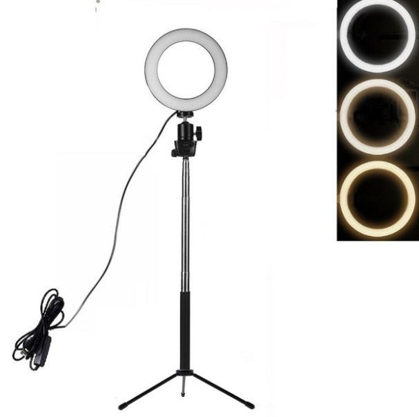 Apple Compatible LED Fill Light Ring Lamp With Floor Tripod