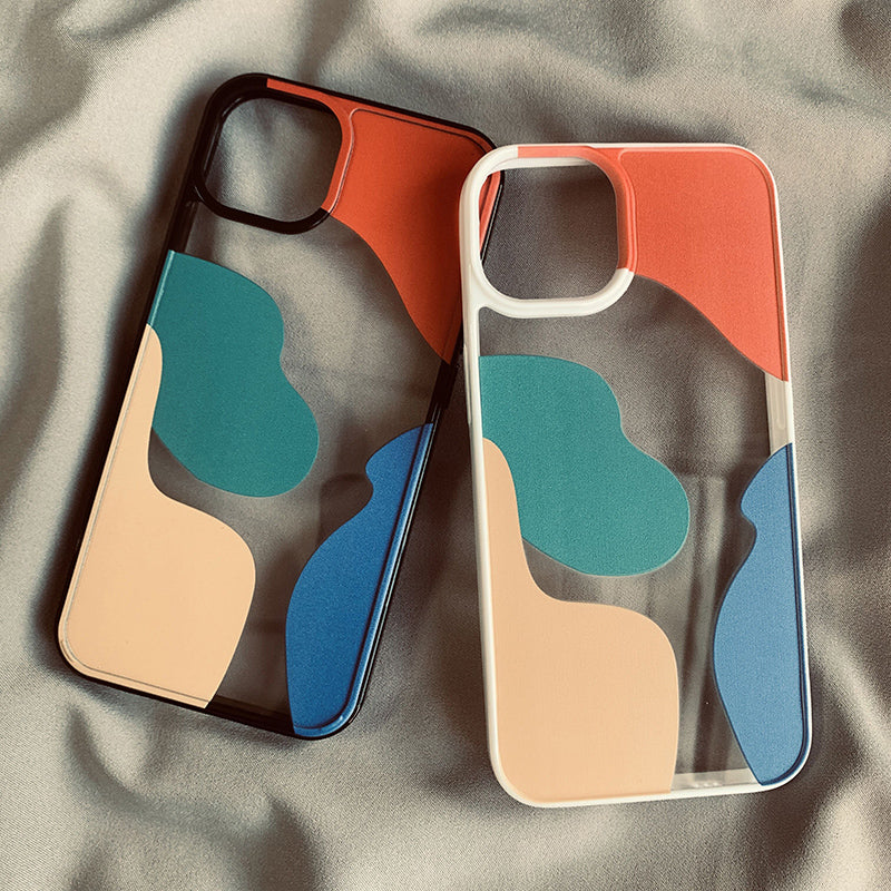 Geometric Color Block Phone Case For iPhone 13