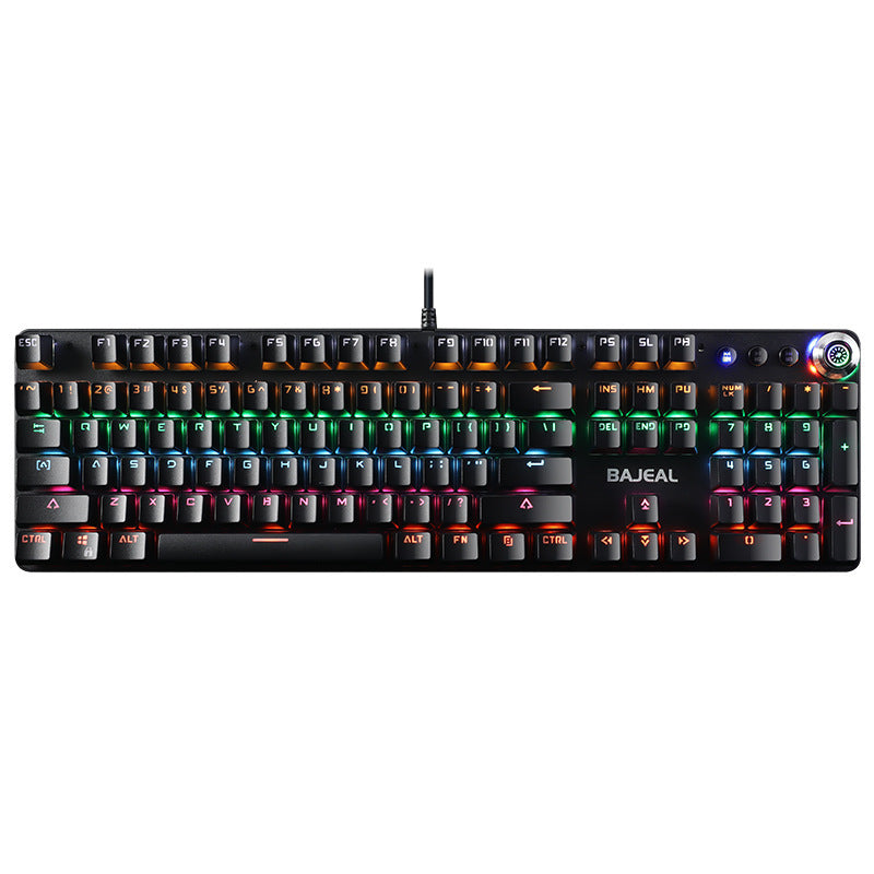 Metal Mechanical Wired Keyboard With Green Switch And Knob