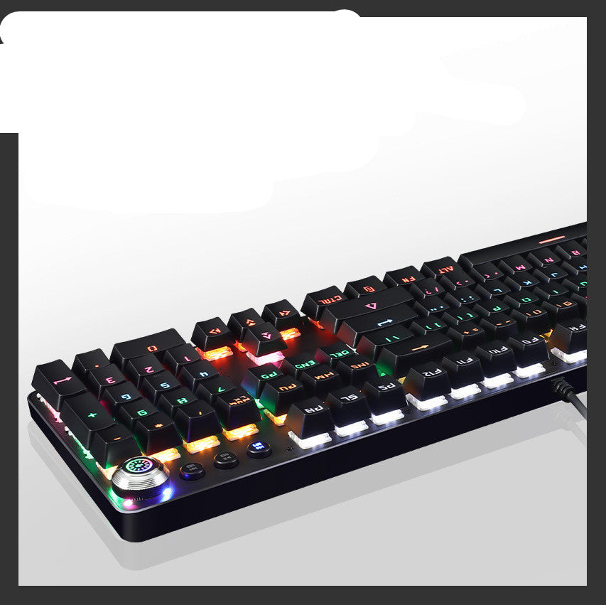 Metal Mechanical Wired Keyboard With Green Switch And Knob