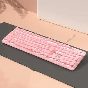 Pink Mechanical Wired Keyboard And Mouse Set For Gaming