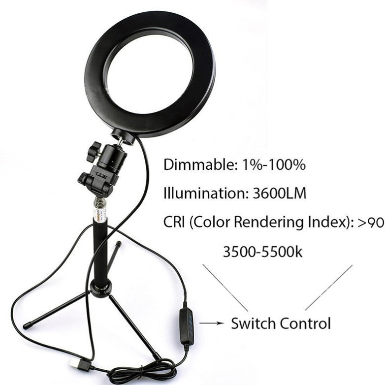 Apple Compatible LED Fill Light Ring Lamp With Floor Tripod