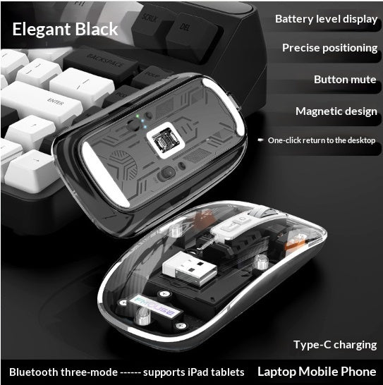 Transparent Wireless Bluetooth Mouse Rechargeable