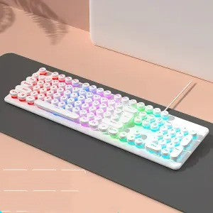 Pink Mechanical Wired Keyboard And Mouse Set For Gaming