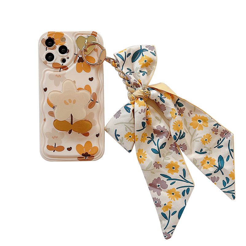 Autumn Leaves Floral Bow Silk Scarf Phone Case